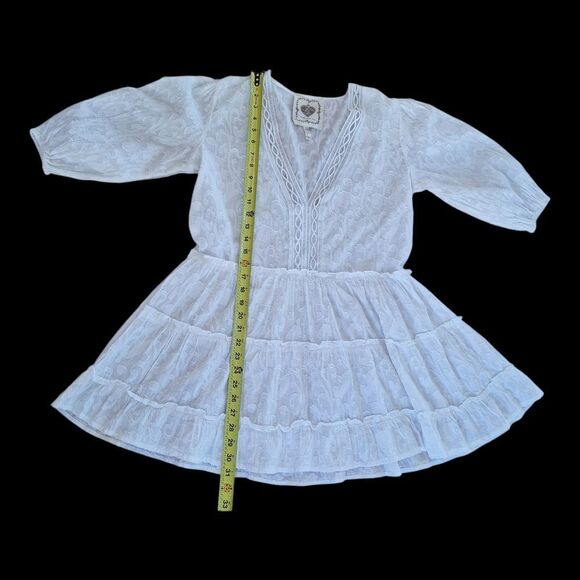 Z&L Europe Boho Tiered Babydoll Dress Oversized S White Cotton Balloon Sleeves - Picture 13 of 16